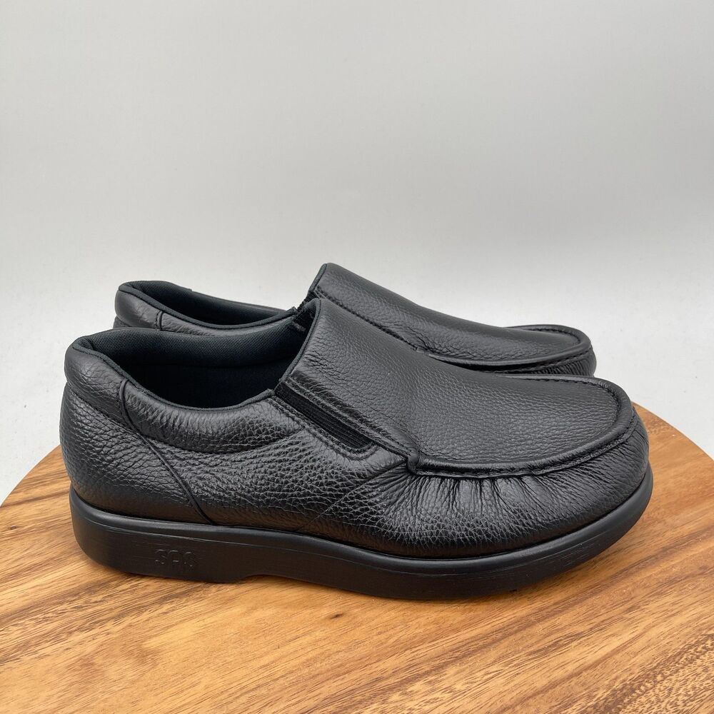SAS Gore Shoes Mens Size 14 WW Black Leather Non Slip Work Loafers Casual